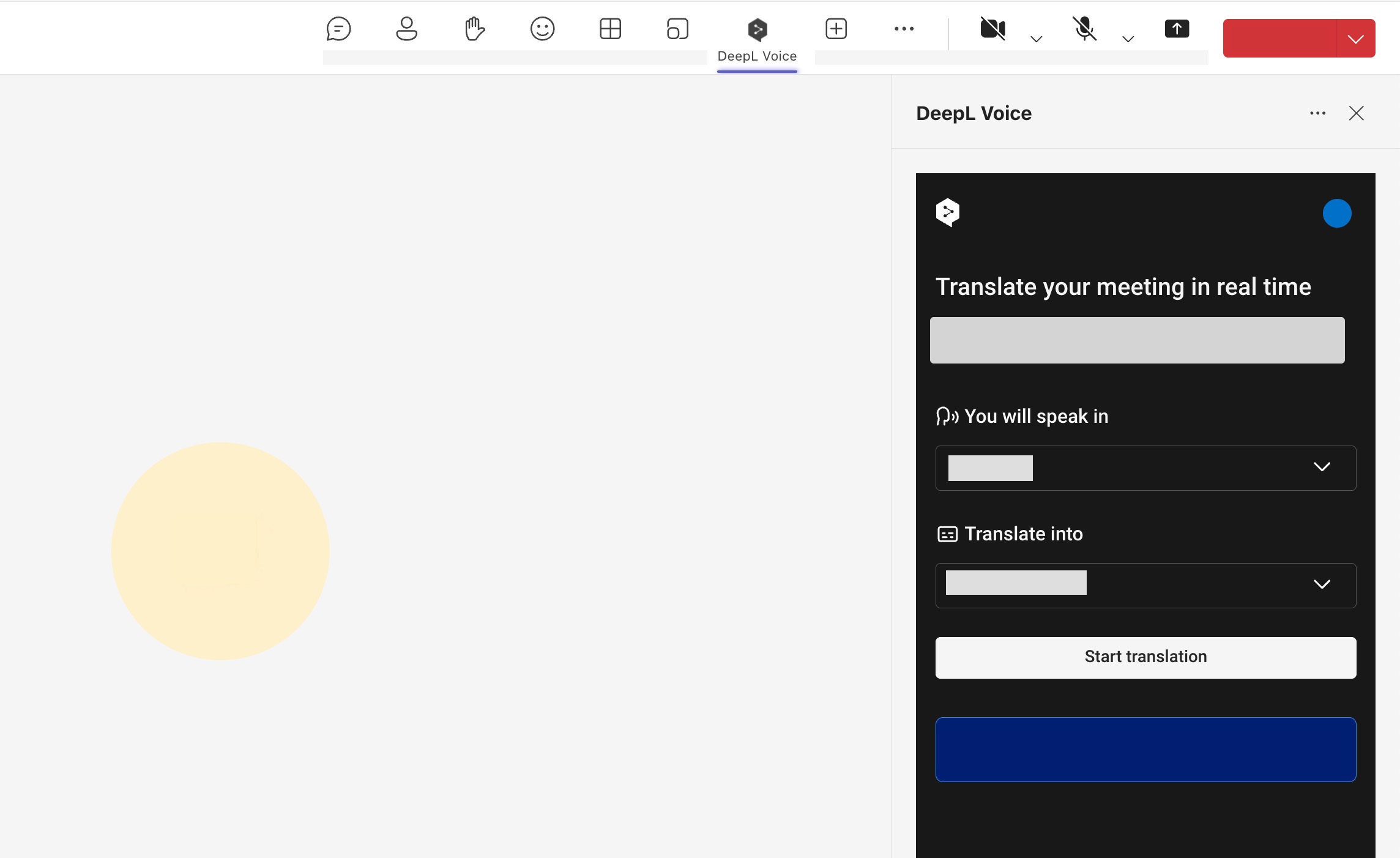 Start translation screenshot