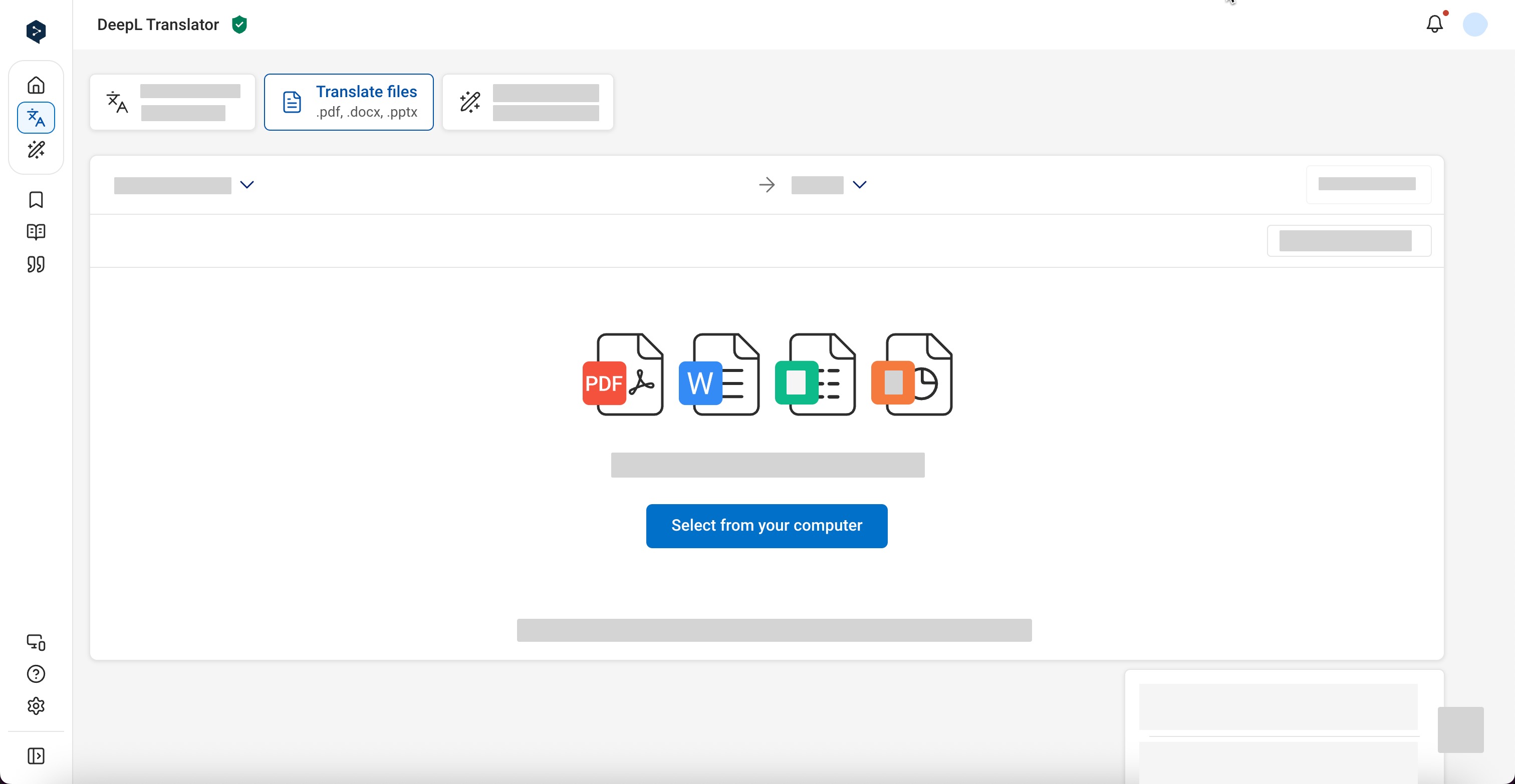 Document translation screenshot