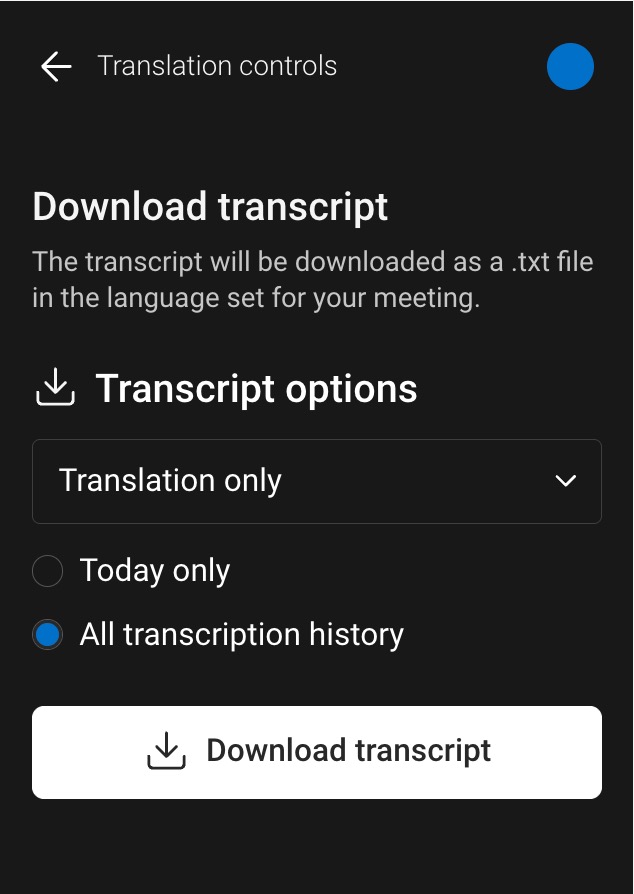 Download transcript screenshot