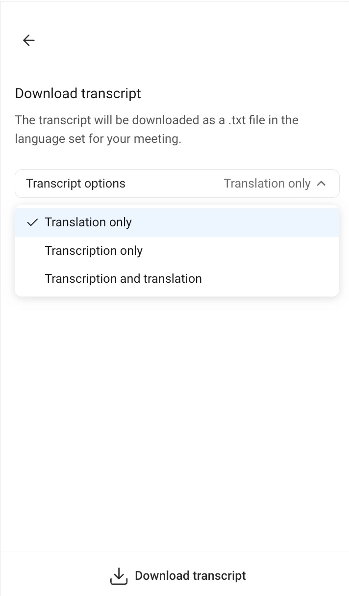 Download transcript in Zoom screenshot