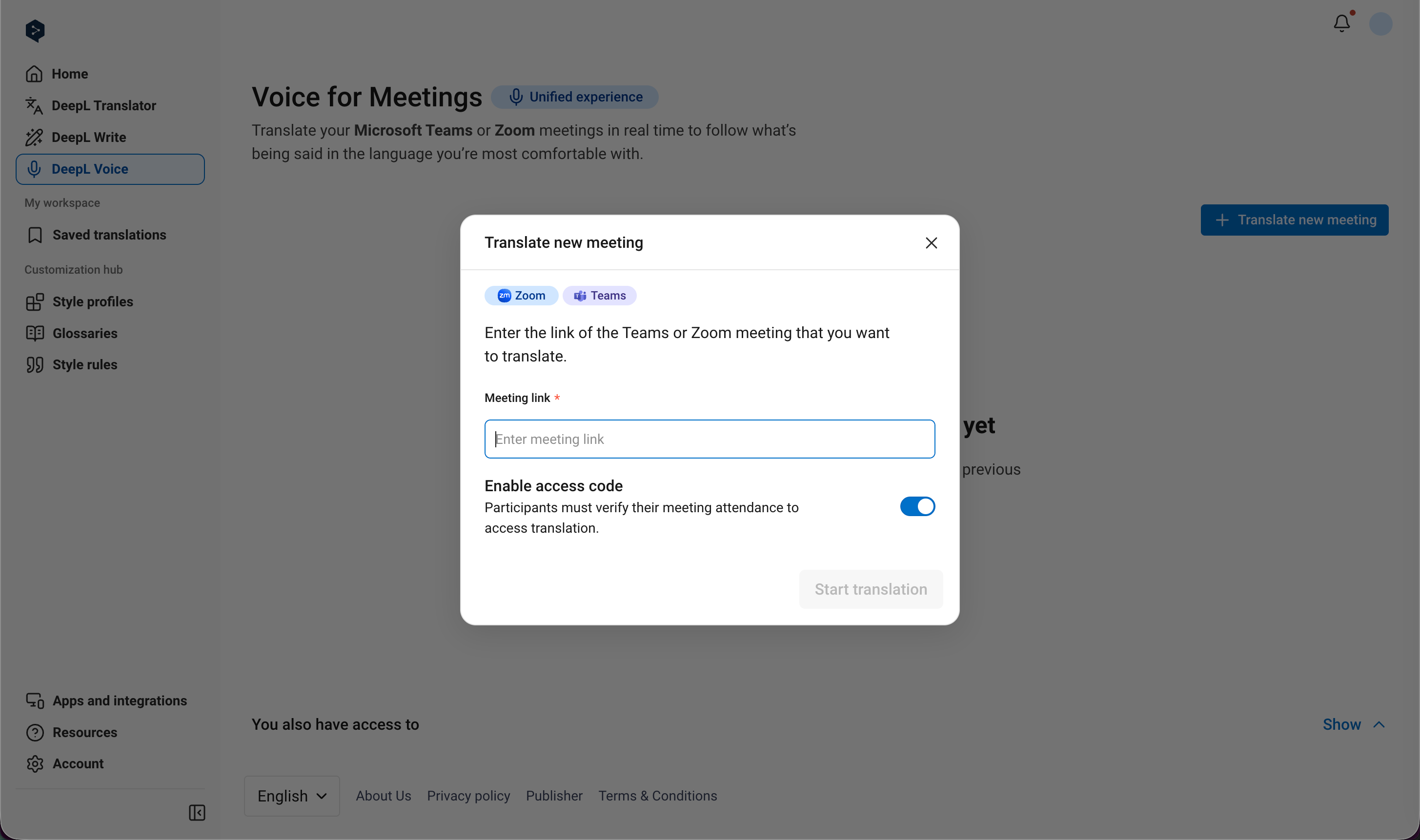 Connect a meeting unified experience screenshot