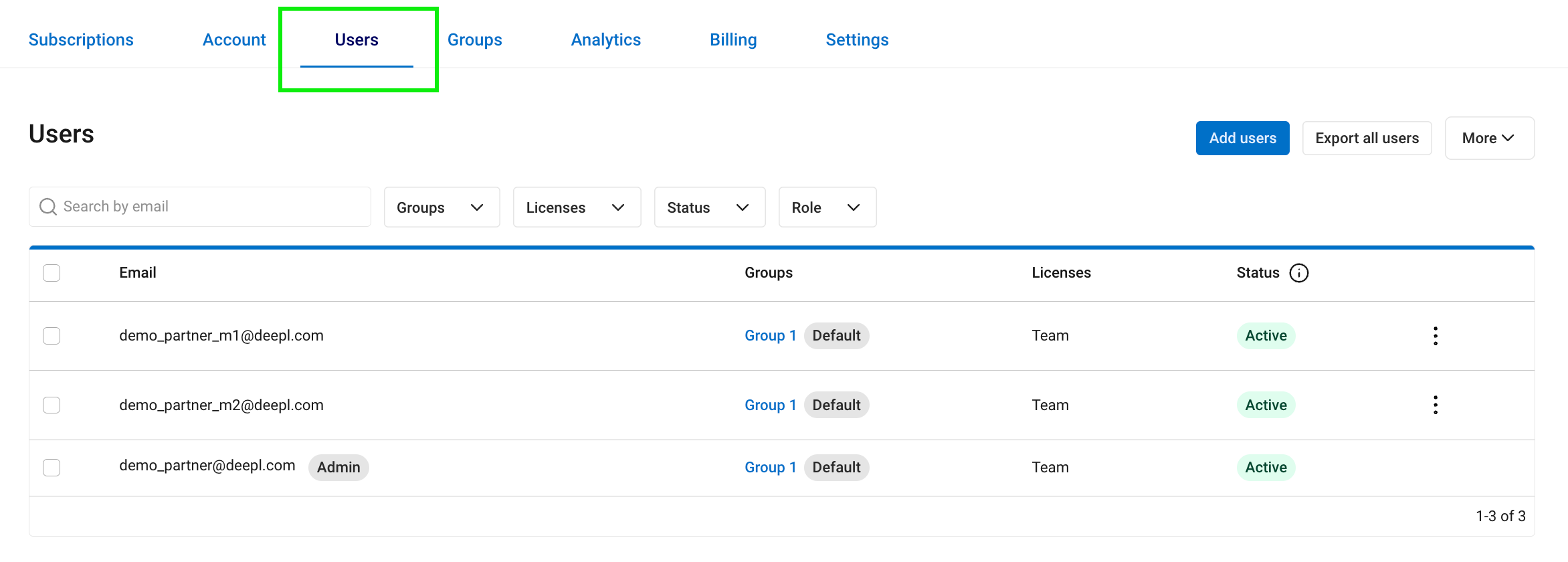 Admin Account – Details Users