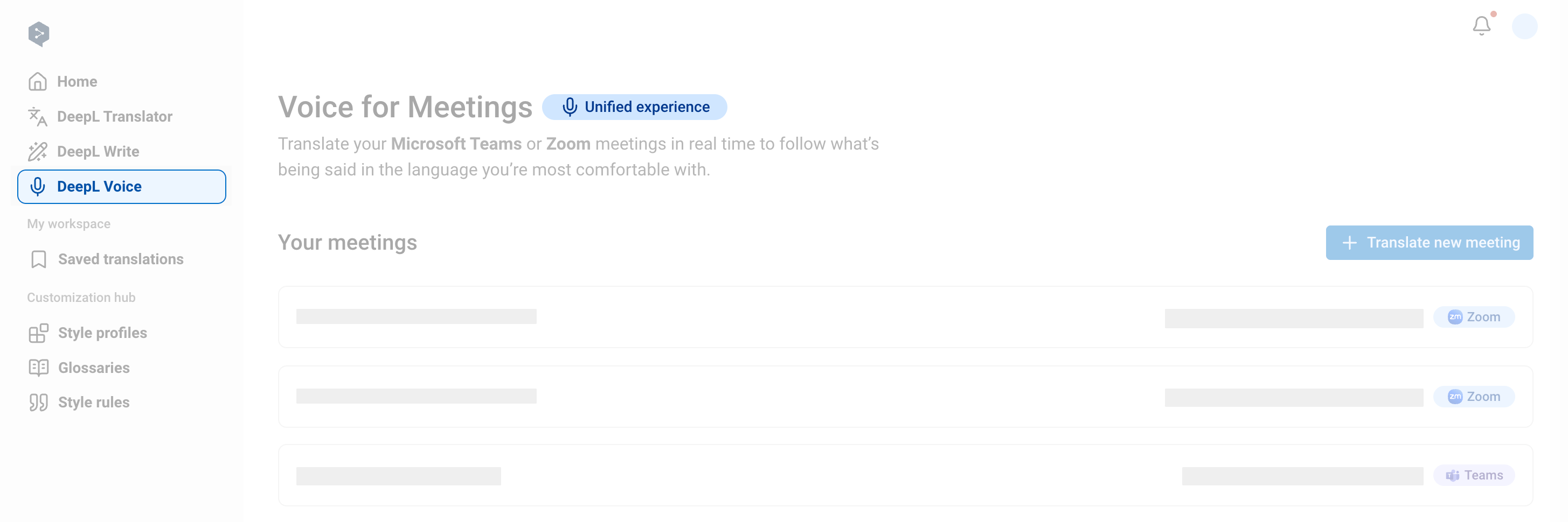 Unified experience screenshot
