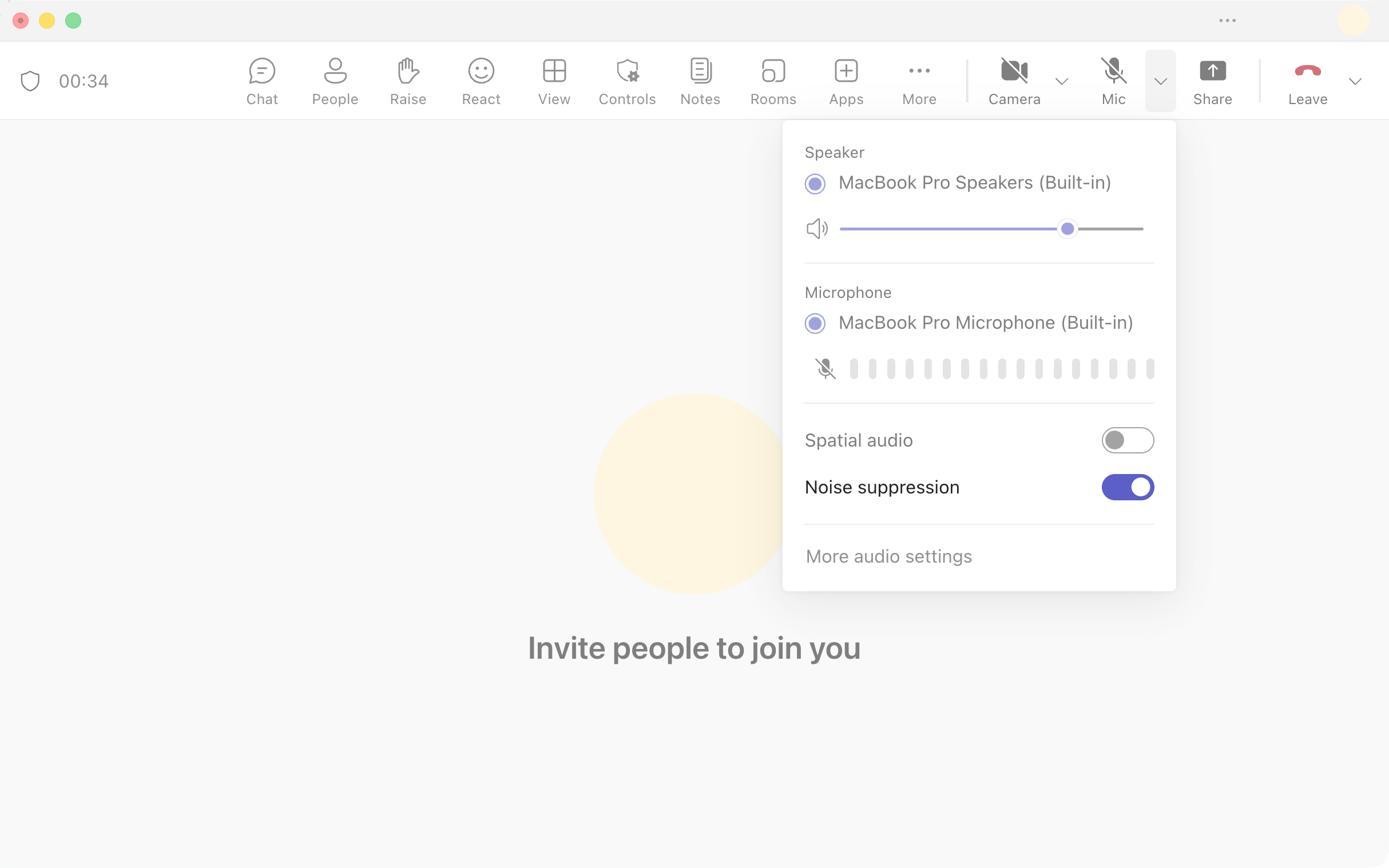 Microsoft Teams audio settings screenshot